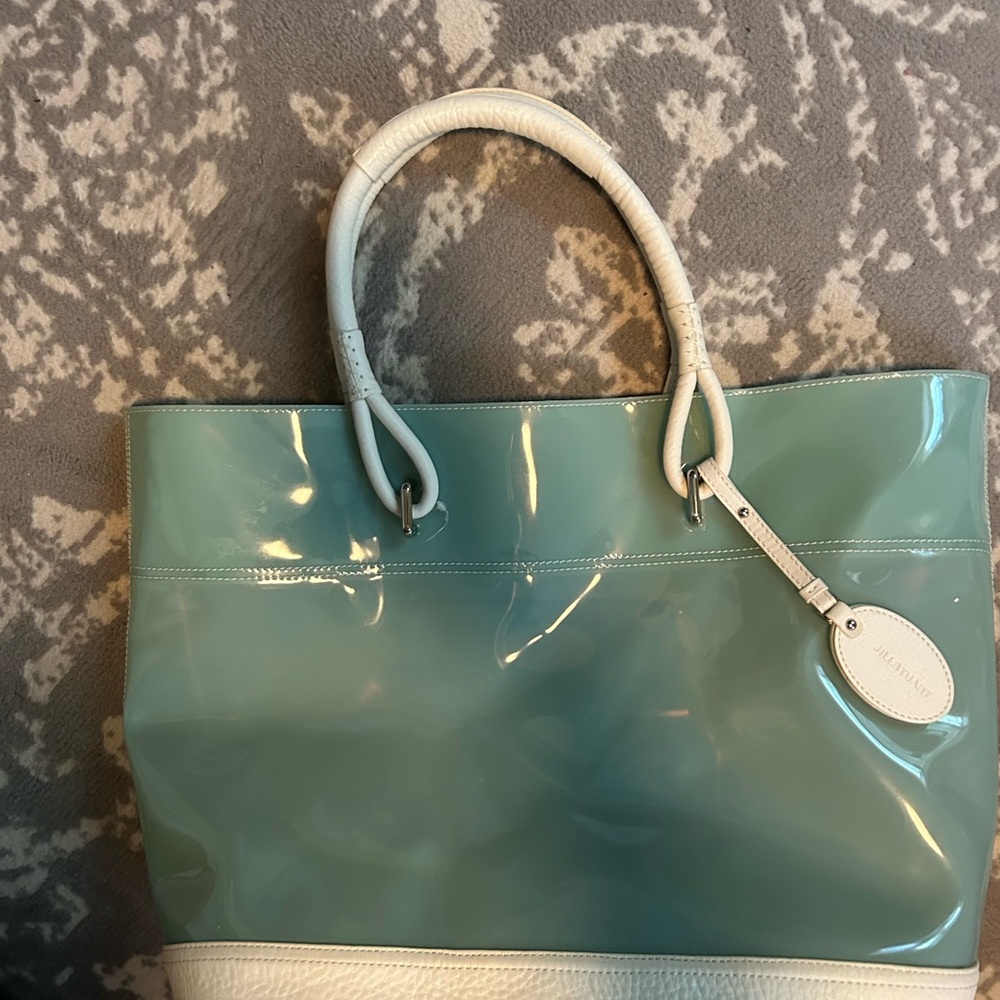 Jill Stuart bluish green Pvc and Leather Tote